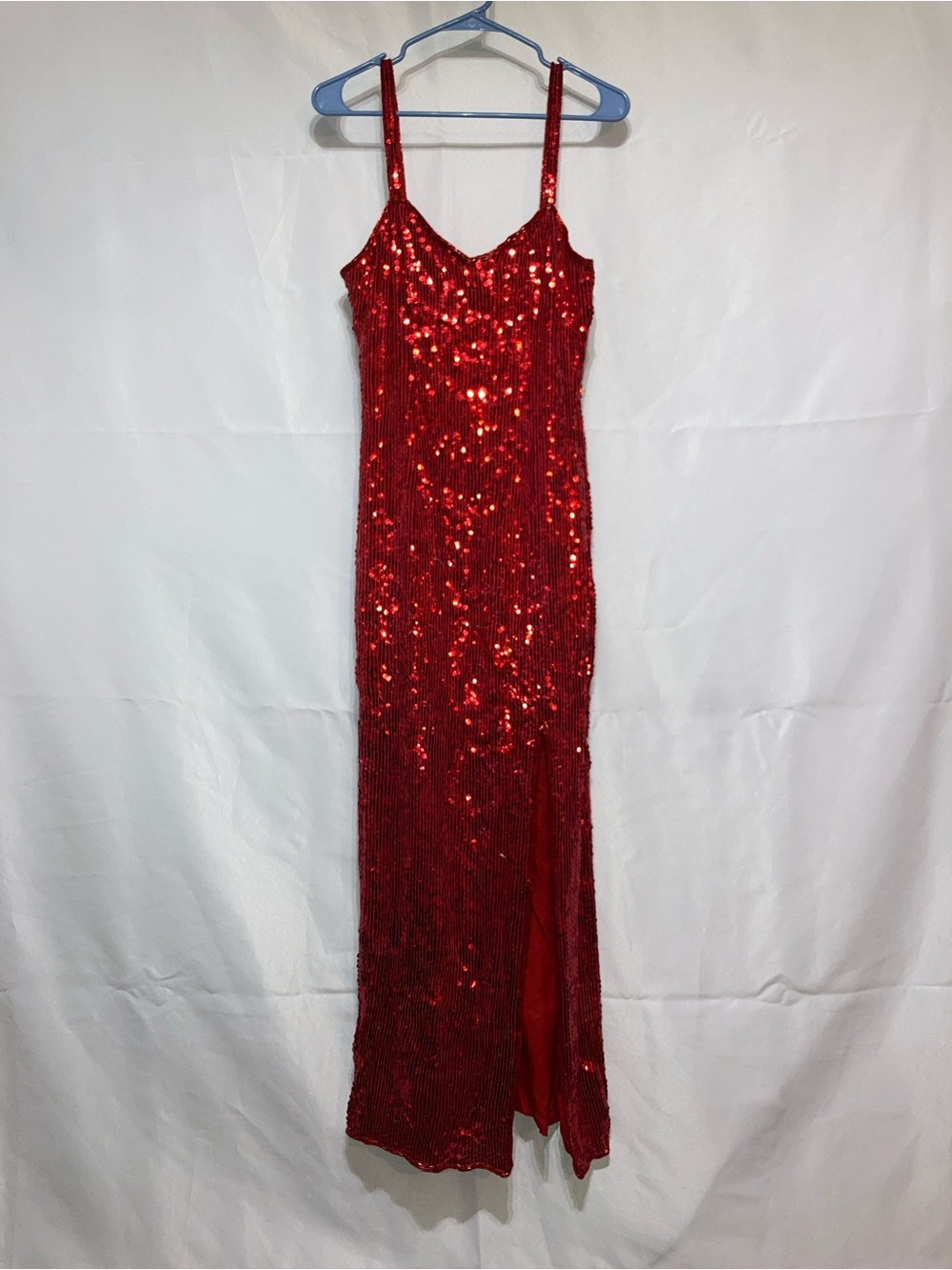 Expressions Red Sequin Strapless Slip Gown - Picture 1 of 7